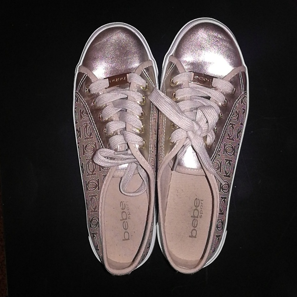 Bebe Sport Dane Lace Up Fashion Sneakers, Gold